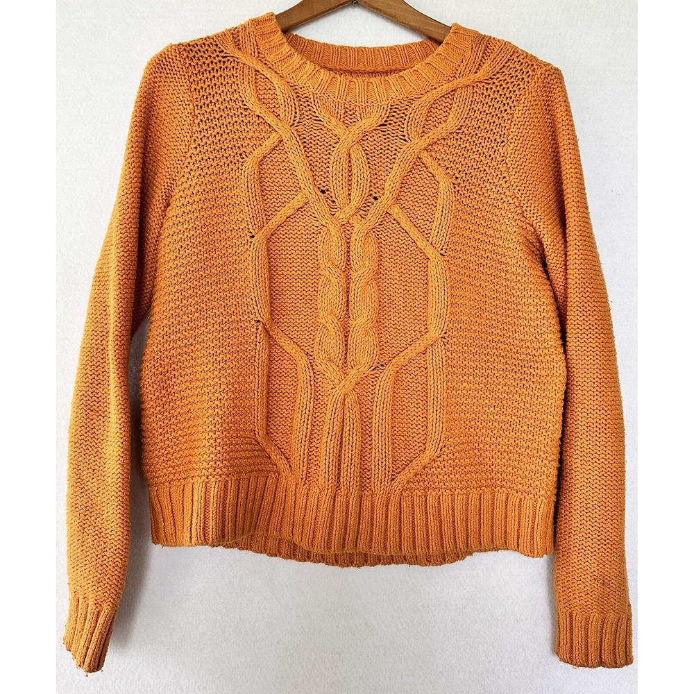 Abercrombie & Fitch Cable Sweater Gold M Women’s Preppy Colorful